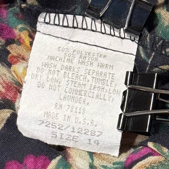 Vintage Skirt Floral Cottage Whimsigoth Romantic Goth Prairie Dark Maxi Black 14 - Picture 4 of 5